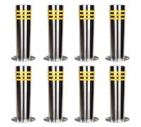 Delineator Post,Traffic Safety Cones, Stainless Steel Bollard Post with Reflective Strips Parking Blocker Barriers Safety Bollards for Lots Driveways Garage Pathway(Silver 8pcs)