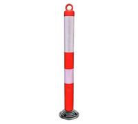 Delineator Posts With Base, Portable Traffic Cones With White Reflective Collar, Heavy Duty Spring Rubber Base Parking Pole For Construction Site Facility Management(120CM)