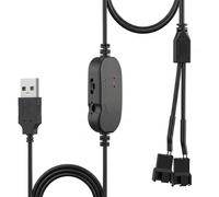 Delinx 8W DC 12V PC Cooling Fan Speed Control,USB to Dual 3-Pin 4-Pin Fan Power Adapter Cable,DC 5V Step up 5-12V Adjustable,with 2-Way Splitter Cable