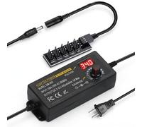 Delinx Upgrade 60W PC Fan Power Supply, 3-pin 4-Pin Computer Cooler Fans Speed Controller, 12V 5A 1 to 5 Way Splitter Fan Hub Power Supply Cable,100-240vAC to 3-12vDC Adjustable Fan Power Adapter