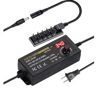 Delinx Upgrade 60W PC Fan Power Supply, 3-pin 4-Pin Computer Cooler Fans Speed Controller, 12V 5A 1 to 5 Way Splitter Fan Hub Power Supply Cable,100-240vAC to 3-12vDC Adjustable Fan Power Adapter