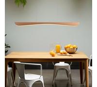 Deliouay Dimmable Wood LED Pendant Lamp Dining Table, Design Pendant Dining Room, Kitchen Lamp Hanging with Remote Control, Height Adjustable Chandelier for Living Room Office Ceiling Light (120cm)