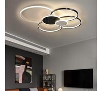 Deliouay Modern LED Ceiling Light, Dimmable with Remote Control Black Chandeliers, Semi-Flush Ceiling Light, for Bedroom Living Room Kitchen Dining Room Office LED Ceiling Lamp (Black, 80cm)