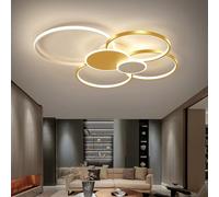 Deliouay Modern LED Ceiling Light, Dimmable with Remote Control Black Chandeliers, Semi-Flush Ceiling Light, for Bedroom Living Room Kitchen Dining Room Office LED Ceiling Lamp (Gold, 100cm)