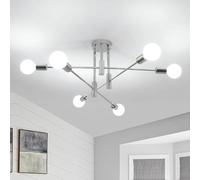 DELIPOP Ceiling Lights Vintage, 6 Lights Industrial Ceiling Lamp with E27 Base, Modern Sputnik Chandelier for Living Room, Bedroom, Kitchen, Dining Room, Hallway