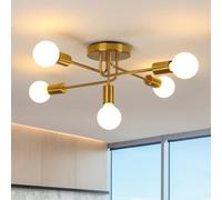 DELIPOP Gold Ceiling Lights, 5 Lights Vintage Sputnik Chandelier Lighting with E27
