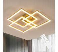 DELIPOP LED Ceiling Light Dimmable, 40W 4500LM 3 Square Gold Ceiling Lights