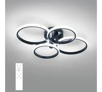 DELIPOP LED Ceiling Lights 76W 8550LM, Modern Dimmable Ceiling Light with Remote Control, Round Acrylic Chandelier for Living Room Bedroom Kitchen Room Office, Black