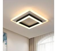 DELIPOP Modern LED Ceiling Light, 30W 3375LM Square Black Ceiling Lights fixtures LED, Warm White 3000K, Semi Flush Ceiling Lighting for Bedroom Living Room Hallway Office Kitchen Balcony
