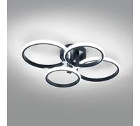 DELIPOP Modern LED Ceiling Light, 56W 6300LM Cool White Light 6500K Round Black Ceiling Lights fixtures LED, Acrylic Chandelier for Living Room Bedroom Dining Room