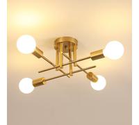 DELIPOP Sputnik Ceiling Light, 4 Lights Modern Ceiling Lamp E27, Gold Chandelier Industrial for Living Room Kitchen Bedroom Dining Room Office