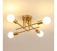 Delipop Sputnik Ceiling Light, 4 Lights Modern Lamp E 27, Gold Chandelier Industrial For Living Room Kitchen Bedroom Dining Office