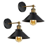 DELIPOP Vintage Wall Sconce Black, Antique 180 Degree Adjustable Industrial Wall Light, Wall Lamp Fixtures Metal Indoor for Restaurants Galleries Aisle Kitchen 2 Pack