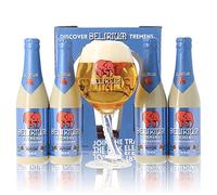 Delirium Tremens Blonde Ale Gift Set with Branded Trunk Glass (4x330ml) - Belgian Beer Gifts for Men, Birthday Gifts for Men and Women, Beers and Lagers Offers Belgian Gift Beer Pack Alcohol Gift Set