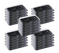 delisupplies 25 x Ultimate Large Sandwich Platter with Lid, Unique Press Stud Secure Closing, Rectangle Food, Cake, Tray Set Black Base Clear Lid Serving Platters for Buffet, Catering, 460 x 310mm