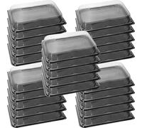 delisupplies 25 x Ultimate Medium Sandwich Platter with Lid, Unique Press Stud Secure Closing, Rectangle Food, Cake, Tray Set Black Base Clear Lid Serving Platters for Buffet, Catering, 350 x 250mm