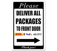 Deliver All Packages to Front Door Right Arrow Delivery Sign for Delivery Driver - Delivery Instructions Sign for Home - Rust-Free Aluminum,8x12 Inch Indoor/Outdoor Sign Black White