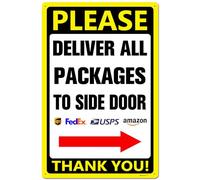 Deliver All Packages to Side Door with Right Arrow Delivery Sign for Driver - Instructions My Indoor Outdoor Rust Free Aluminum 8"x12"
