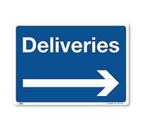 Deliveries arrow right, A2 594x420mm, Self-adhesive Vinyl Sticker, Deliveries access, Warehouse Information Safety Signs