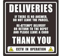 Deliveries If There Is No Answer Do Not Leave The Parcel. Re-Attempt Delivery Or Return To The Depot, Waterproof & UV Fade Resistant Self-Adhesive Vinyl Stickers, 100mm x 100mm, (10)