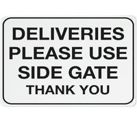 Deliveries Please Use Side Gate Thank You Metal Sign Tin Signs Aluminum Sign for Outdoors Use Yard Farm Fence Home Wall Decor 12x16 inch