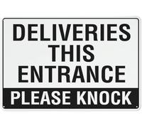 Deliveries This Entrance Please Knock Metal Sign Tin Signs Aluminum Sign for Outdoors Use Yard Farm Fence Home Wall Decor 12x16 inch