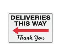 Deliveries This Way Thank You Left Arrow Sign 12 X 8 Inches Aluminum Sign Reflective - Uv Protected, Waterproof, Weatherproof And Fade Resistant - 4Pre-Drilled Holes