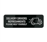 Delivery Drivers Refreshments Please Help Yourself Sign For House/Office,Signs For Home,Thick Acrylic Self-Adhesive Modern Design Door Sign 10X3 Inch Home Decor Sign Accessories