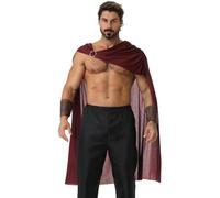 DELIVESS Adult Warrior Cape, Medieval Spartan Gladiator Costume for Halloween, Renaissance Faire, LARP Cosplay (Dark Red,118CM)