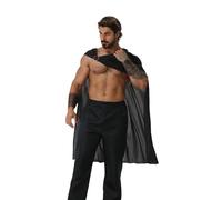 DELIVESS Adult Warrior Cape, Medieval Spartan Gladiator Costume for Halloween, Renaissance Faire, LARP Cosplay (Black,108CM)