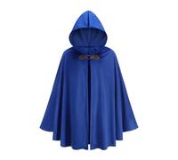 DELIVESS Adults Renaissance Hooded Velvet Cape Victorian Cloak Medieval Costume for Gothic Witch Halloween Cosplay (39", Royal Blue)