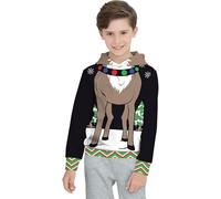 DELIVESS Kids Ugly Christmas Sweater for Boys Girls Pullover Sweatshirt Tacky Christmas Jumper (Funny Reindeer, 13-15 Years)