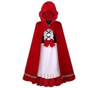 DELIVESS Little Red Riding Hood Costume for Kids, Classic Fairytale Outfit for Halloween World Book Day Theme Parties