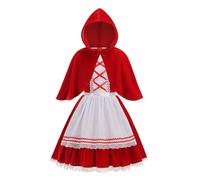 DELIVESS Little Red Riding Hood Costume for Kids, Classic Fairytale Outfit for Halloween World Book Day Theme Parties