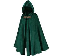 DELIVESS Medieval Cloak with Hood Renaissance Hooded Cape for Adult Wizard Hobbit Halloween Costume (39", Forest Green)