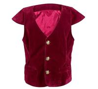 DELIVESS Medieval Renaissance Faire Costume Pirate Vest for Boys Lace-up Steampunk Gothic Waistcoat Viking Tunic Vest (Red, L)