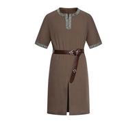 DELIVESS Mens Renaissance Costume Medieval Viking Outfit for Halloween, LARP, Renaissance Fairs(Brown,M)