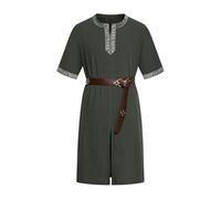 DELIVESS Mens Renaissance Costume Medieval Viking Outfit for Halloween, LARP, Renaissance Fairs(Green,S)