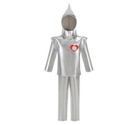 DELIVESS Tin Man Costume for Kids Pants Hat and Top with Heart Emblem for Child's Halloween Cosplay (Silver, S)