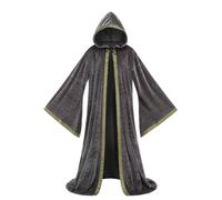 DELIVESS Unisex Velvet Wizard Robe Wizard Cloak Cosplay Renaissance Costume Halloween (55.12", Gray)