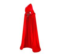DELIVESS Velvet Hooded Cloak Red Cape with Hood Men Halloween Wizard Robe Costume Witch Adult Women (150CM/59, Red)