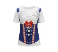 DELIVESS Women's Bavarian Oktoberfest Costume Short Sleeve T-Shirt (L,Royal Blue)