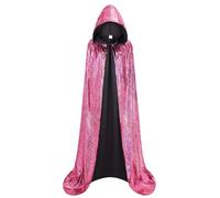 DELIVESS Womens Christmas Halloween Witch Cape Full Length Hooded Cloak Shiny Riding Hood Snake Costume Adult (55.1", Pink)