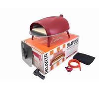 Delivita Diavolo Gas Pizza Oven - Portable, Lightweight - Cooks Pizza in 60-90 Seconds at 450°C - Includes Folding Peel, Carry Case, Temperature Gun, and Gas Regulator - 10.5kg - Red