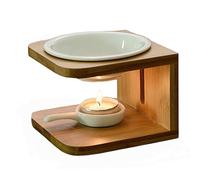DELIWAY 100ML Ceramic Tea Light Holder,Essential Oil Burner Candle Aroma Diffuser For Spa Yoga Meditation (wood)