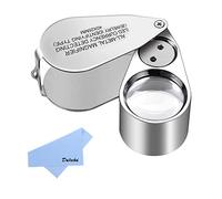 Delixike 40X Jewellers Loupe, All Metal Folding jewellers eyeglass with LED Light, Magnifying Glass for Diamonds, Jeweller, Coins, Stamps(Currency Detecting/Jewelry Identifying)