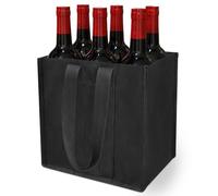 Delixike 6 Bottle Carrier Bag - Durable 600D Oxford Tote for Beer, Wine & Water, Foldable Bottle Holder for Parties, Camping, Shopping, 27x18x27cm, Black