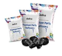 delka 12-Inch Latex Birthday Balloons - Pack of 50, Black | Suitable for Kids Party Decorations, Baby Shower, Wedding, Christmas, New Year Eve Decoration & Celebration| Helium Gas or Air Inflated