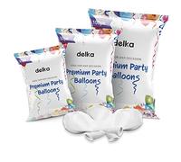 delka 12-Inch White Latex Balloons - Pack of 50 | Decorative Party Balloons for Birthday, Baby Shower, Wedding, Christmas, New Year | Air or Helium Fill | Not a Toy