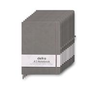 delka A5 Notebook - Lined Notepad Journal, Soft Cover Writing Pad for Office, School, College, Home & Business - Ideal for Note Taking, Daily Planning, Journaling & Study (GREY, Pack of 10)